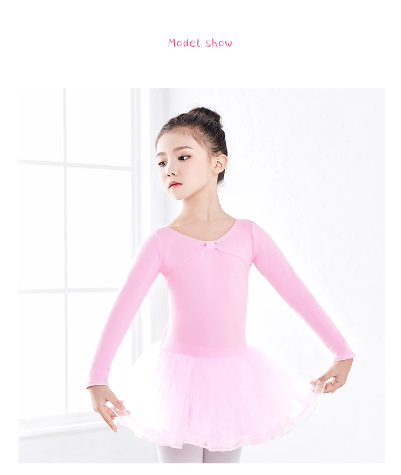 New Arrivals Children Ballet Tutu Gymnastics Dance Dress Girls Long Sleeve Pink Dance Dress for Ballet