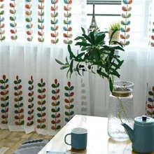 Moderno tule sheer cortinas de malha deixar para sala estar quarto bordado voile cortina janela da cozinha decoração para casa salão beleza (3)