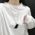 Стильная футболка с изображением персонажей видеоигр ожерелье с подвесками в форме динозавров для мужчин и женщин длинные Литые Цепи на шее с замком молнией в стиле хип-хоп цепочка для пар ожерелья ювелирных изделий