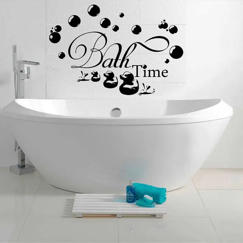 Черный время купания пузыри Замачивание Расслабление настенные наклейки Ванная
