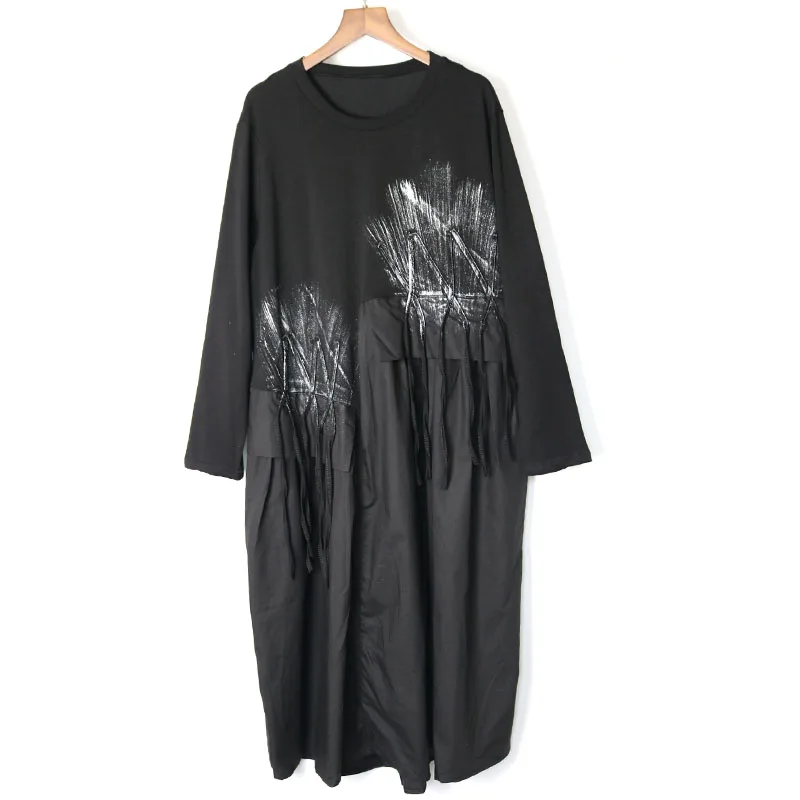 Женское свободное платье большого размера повседневное Хлопковое с длинным