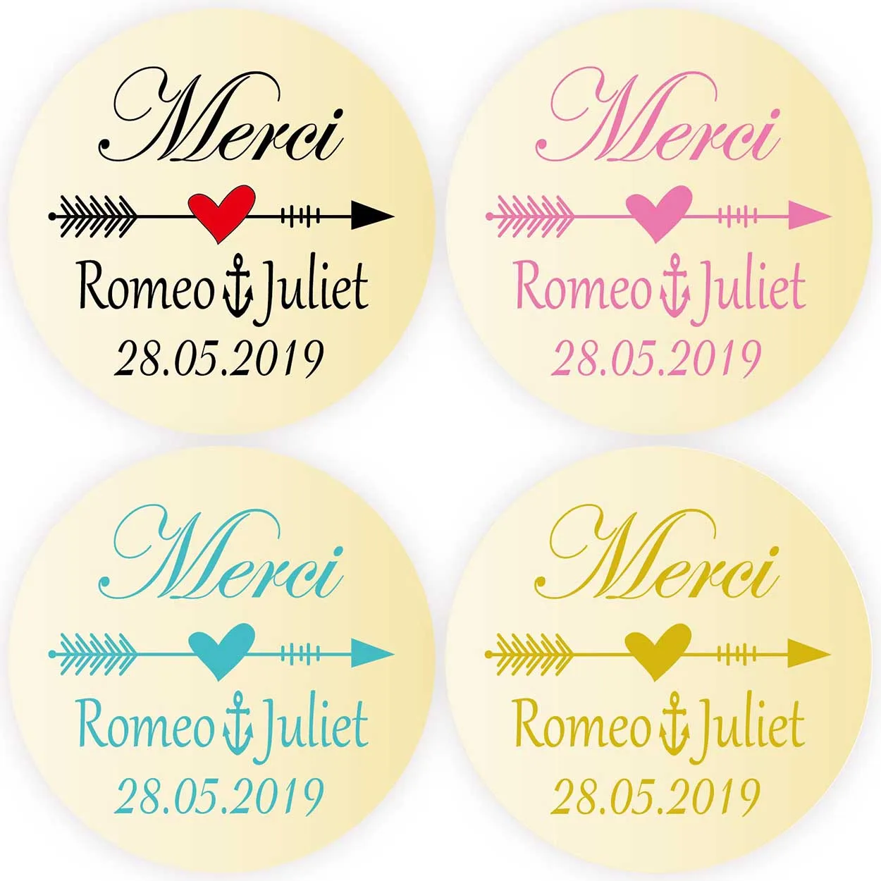 

DouxArt 100 штук 4 см наклейки на заказ спасибо, сердца со стрелой для свадебных сувениров вечерние Причастие украшения приглашение этикетка упл...