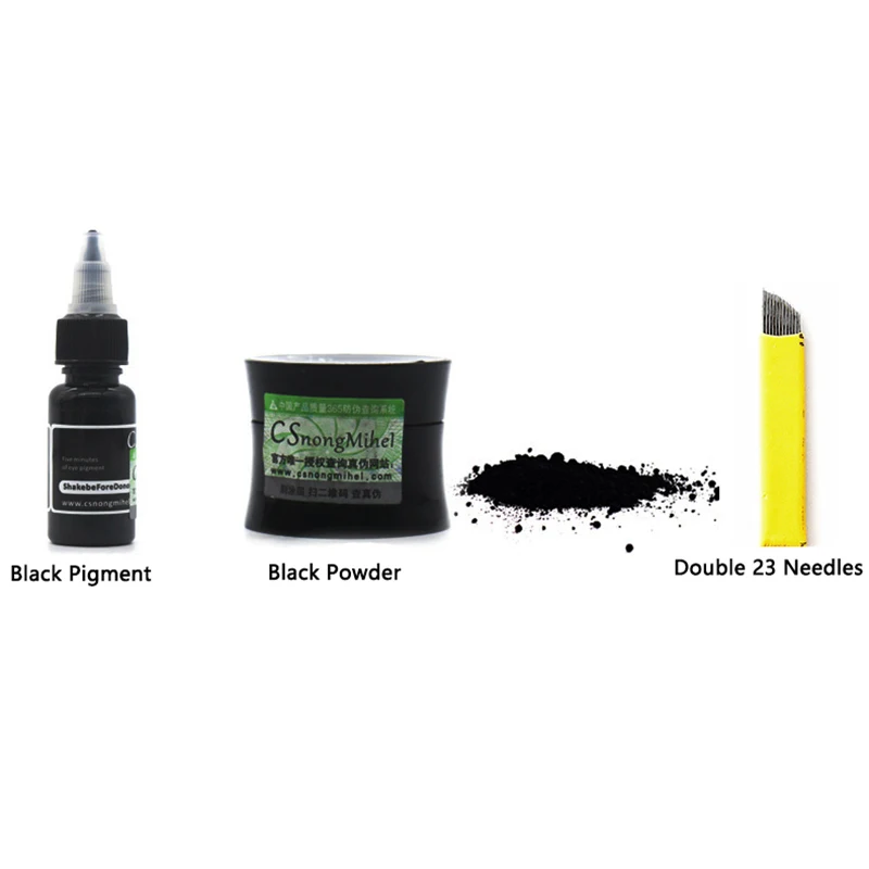 

Microblading Tattoo Supplies Ink Set Permanent Makeup Eyebrow Eyeliner Tattoo Kit Double 23 Needles Black Powder Tattoo Pigment