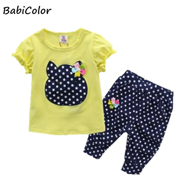 

BibiCola/комплекты одежды для новорожденных девочек Летняя хлопковая футболка + штаны для малышей спортивные костюмы из 2 предметов для девочек...