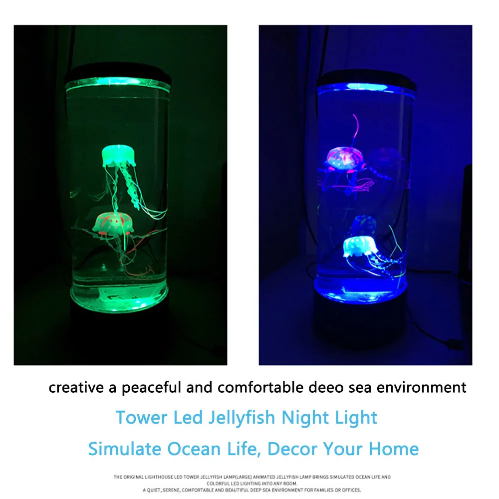 LED tower Jellyfish lamp night light bedside USB super power saving aquarium home decoration Beautiful | Спорт и развлечения