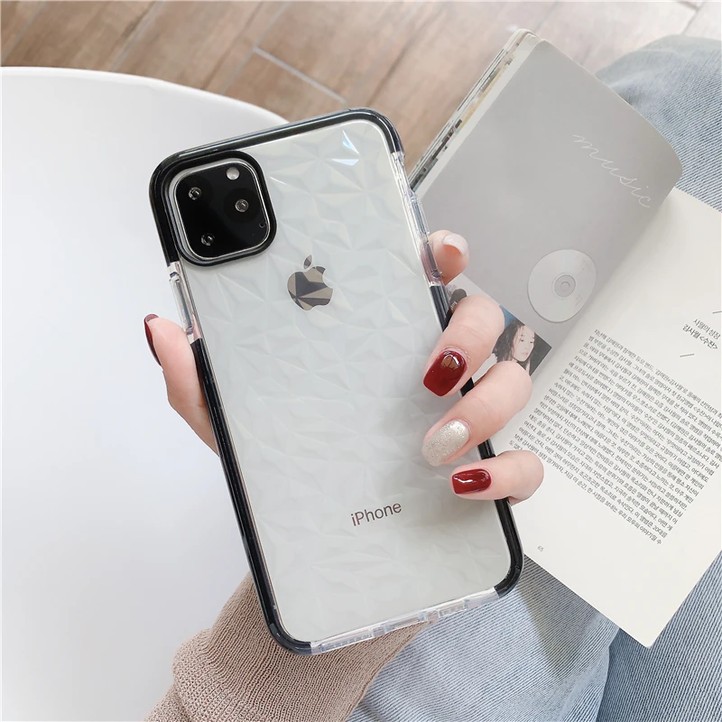 Роскошный прозрачный чехол бампер для Iphone 11 Pro Max 7 8plus X Xr Xs 3D с алмазным узором