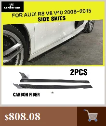 Для Audi TT TTS 8J 2008- R8 2007-2011 не углеродное волокно гоночного зеркала заднего вида Замена Стиль