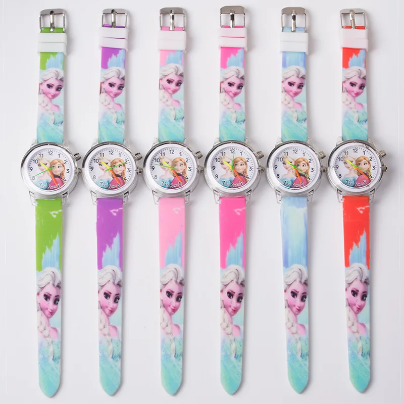 

Disney Frozen Children Watches Anna aisha Princess Colorful Light Source Boys Watch Girls Kids Gift Clock Wrist Relogio Feminino