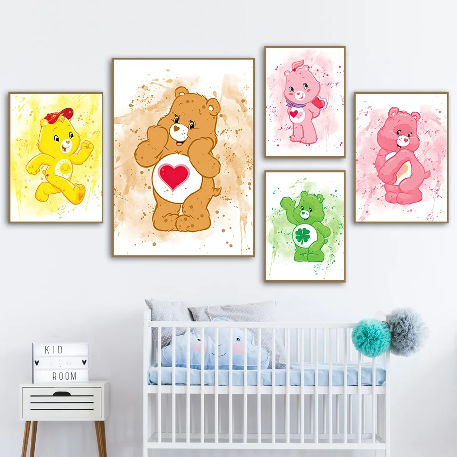 

Watercolor Bear Raccoon Sun Rainbow Love Wall Art Canvas Painting Nordic Posters And Prints Wall Pictures Baby Kids Room Decor