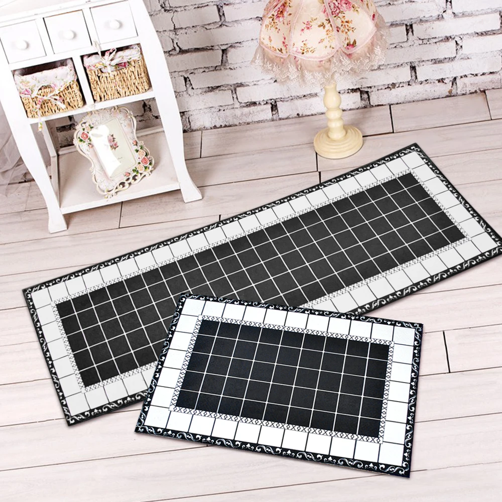 Современные Blak& White кухонные коврики мягкие плюшевые ковры Спальня Коврик Противоскользящий коврик Домашний Декоративный Ковер