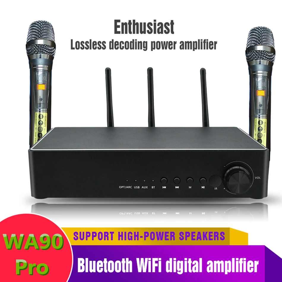 

WA90 Pro Bluetooth 5.0 hifi Amplifier ess9023DAC decoder TPA3251 175W*2 high power music Amplifier NE5532 op amp home KTV mix