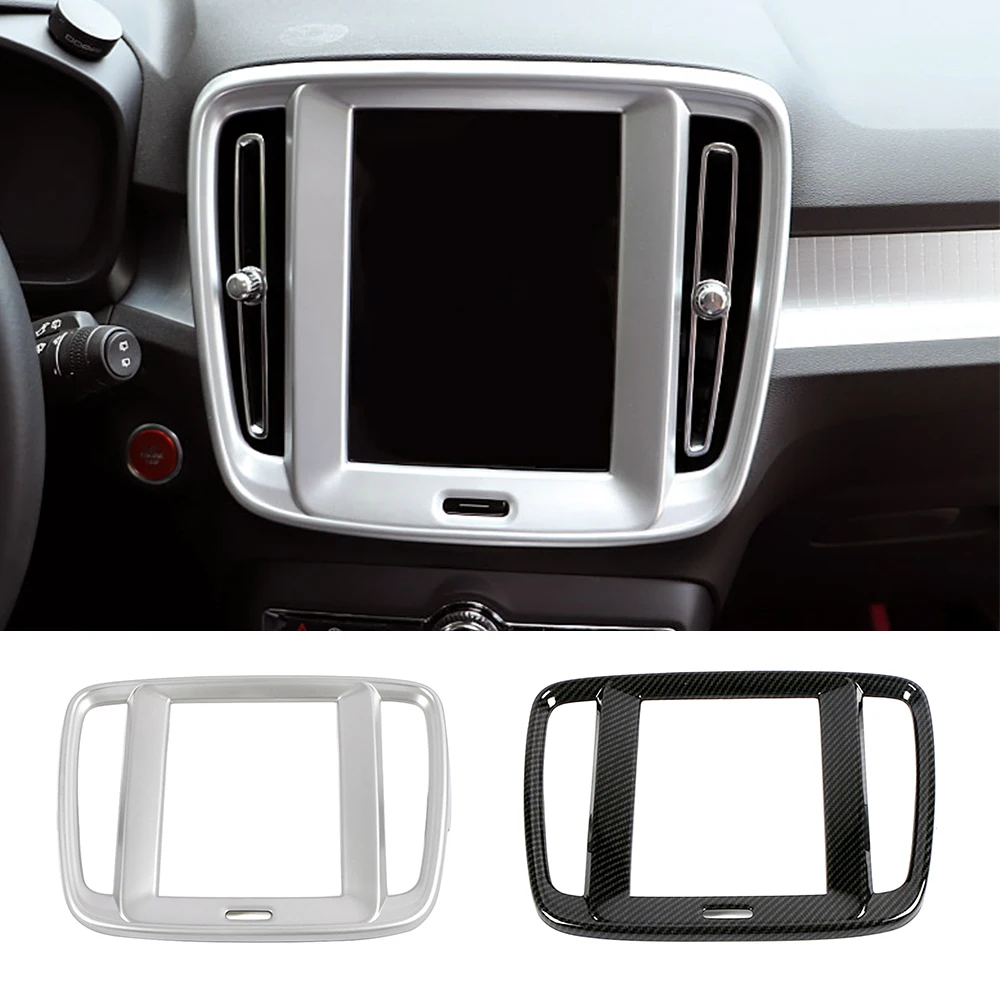

For Volvo XC40 2019 2020 2021 Interior Center Console Navigation GPS Navigator Frame Trim Decoration ABS Silver Sticker Cover