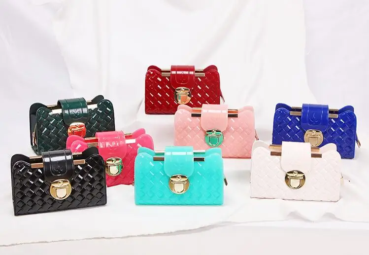 2020 новые летние Стиль молния желе мешок кошелек Тканые клатч с решеткой сумка