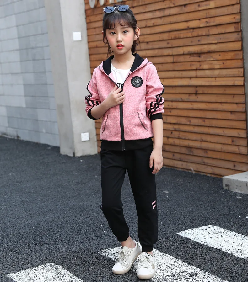 Комплект одежды для детей хлопковые осенние красные спортивные костюмы девочек