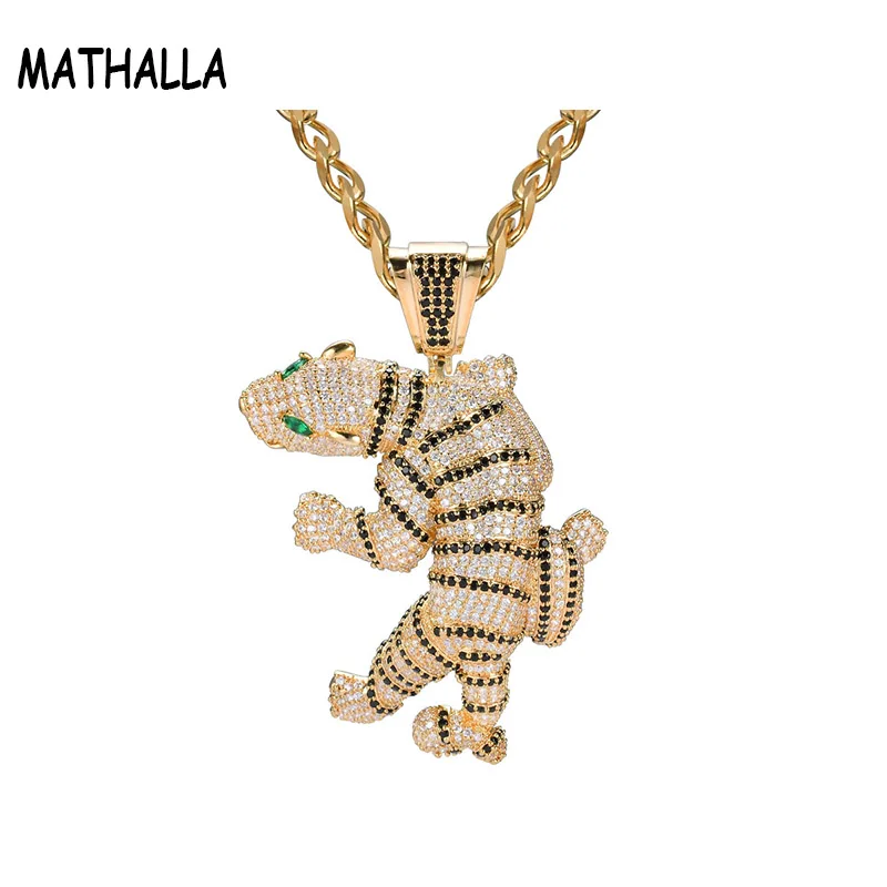 

MATHALLA Hip Hop Animal Full Zircon Pendant Necklace High Quality Micro Pave CZ Stone Necklace Hip Hop Jewelry Men’s Gift