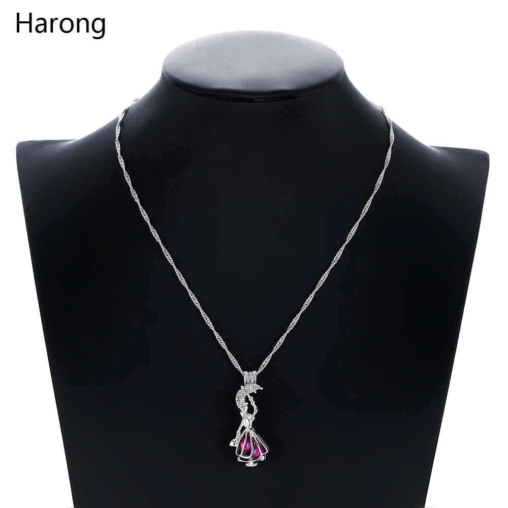 

Fashion High Quality Pearl Necklace Bird Cage Beads Detachable Cute Pink Concert Necklaces For Woman Gift Jewelry Accessories
