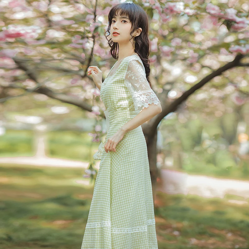 

COIGARSAM Women dress New Summer Dresses Light Green 6811