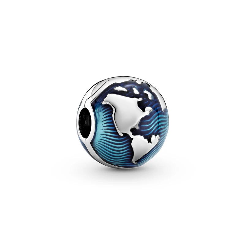 

2021 New 925 Sterling Silver Globe Positioning Button Charm&Bead Fit Original 3mm Bracelet&Bangle Making Fashion DIY Jewelry