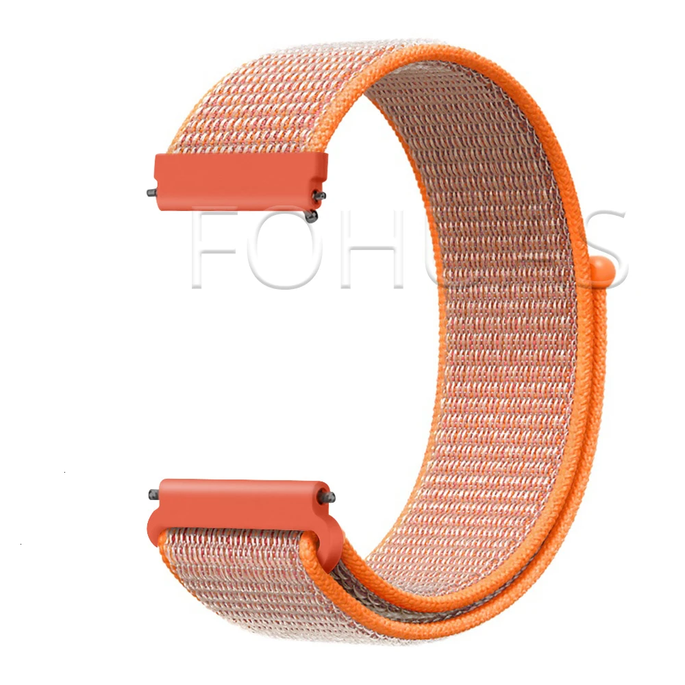 Spicy Orange Нейлоновый ремешок 20 мм 22 мм для Xiaomi Amazfit Gtr 47 мм samsung Galaxy Watch 42 мм 46 мм Active gear S3 классический ремешок HUAWEI WATCH 2 Pro - Цвет ремешка: Spicy Orange