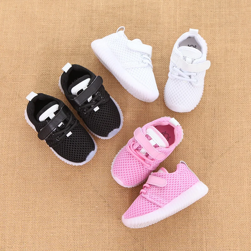 Mesh Fashion Boys Girls Shoes Hook&Loop Children Casual Shoes Cool Solid Lightweight Breathable Spring/Autumn Kids Sneakers enlarge