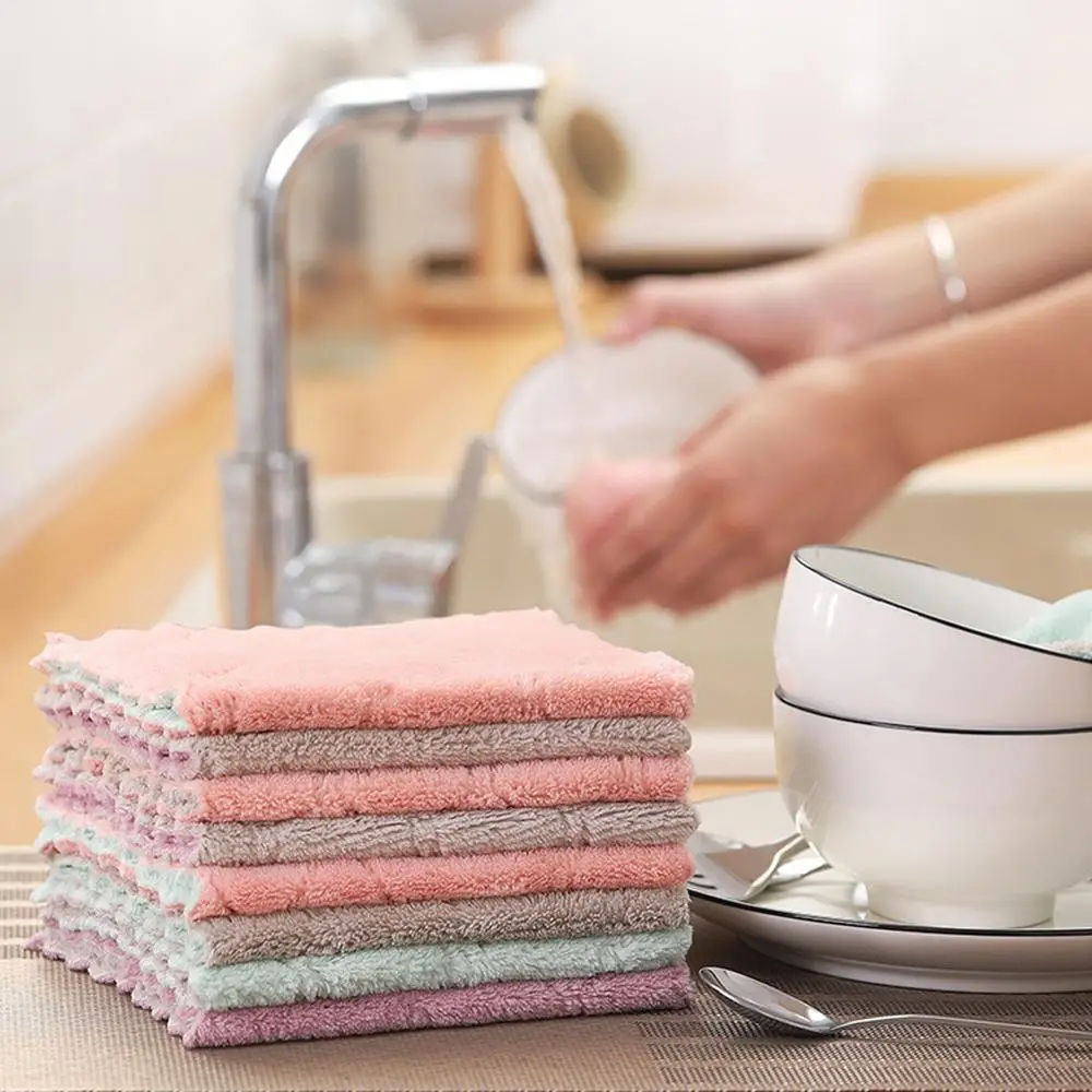 

Microfiber kitchen towel absorbent dish cloth non-stick oil wash kitchen rag household tableware cleaning wipe tool