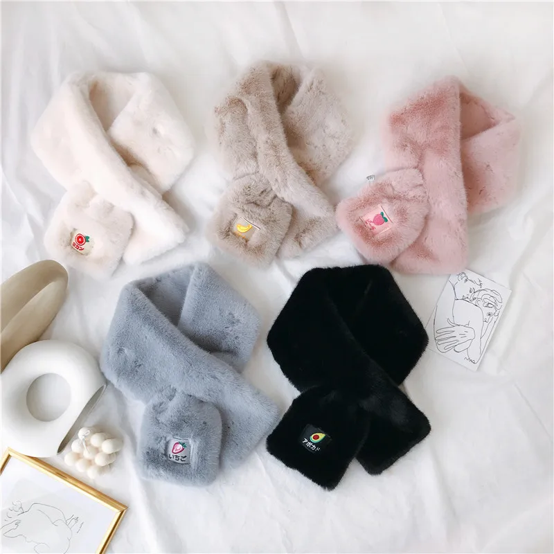 MISM Warm Plush Winter Scarf Soft Hairy Thicken Solid Fruit Cross Collar Neck Warmer Shrugs Knitted Neckerchief | Аксессуары для