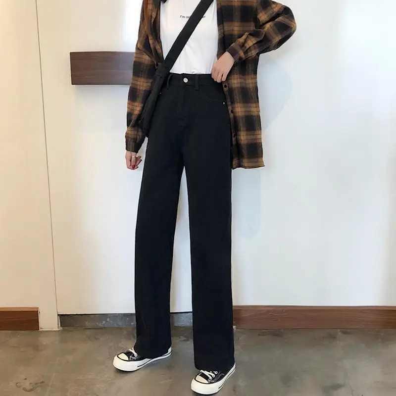 

Women Jeans High Waist Female Wide Leg Trousers Mopping Loose Casual Daily Korean Style Chic Fashion All-match Streetwear Soft
