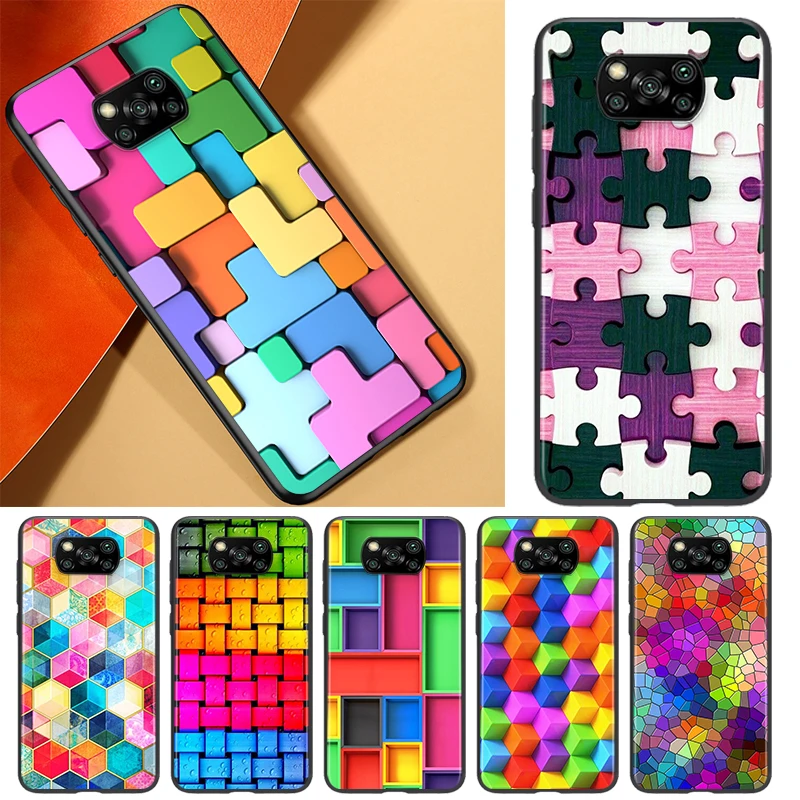 Красочный геометрический пазл для Xiaomi Civi Play Mix 3 A2 A1 6X 5X Poco X3 NFC F3 GT M3 M2 X2 F2 Pro C3 F1 Capa
