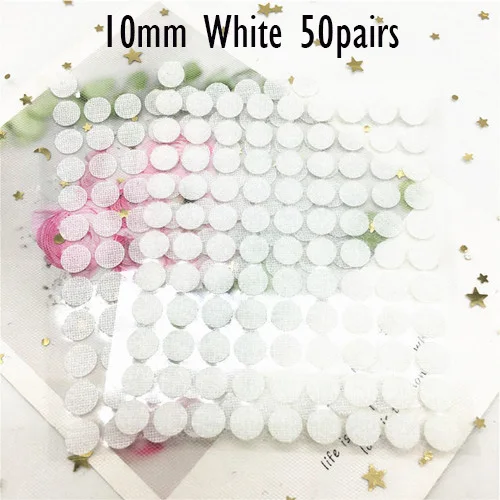 White 10mm 50Pairs 10/15/20/25/30 мм самоклеящаяся крепежная лента на застежке-липучке, сильный клей Magic Стикеры белая дисковая черные монеты на застежке-липучке лента для домашнего Применение - Цвет: White 10mm 50Pairs