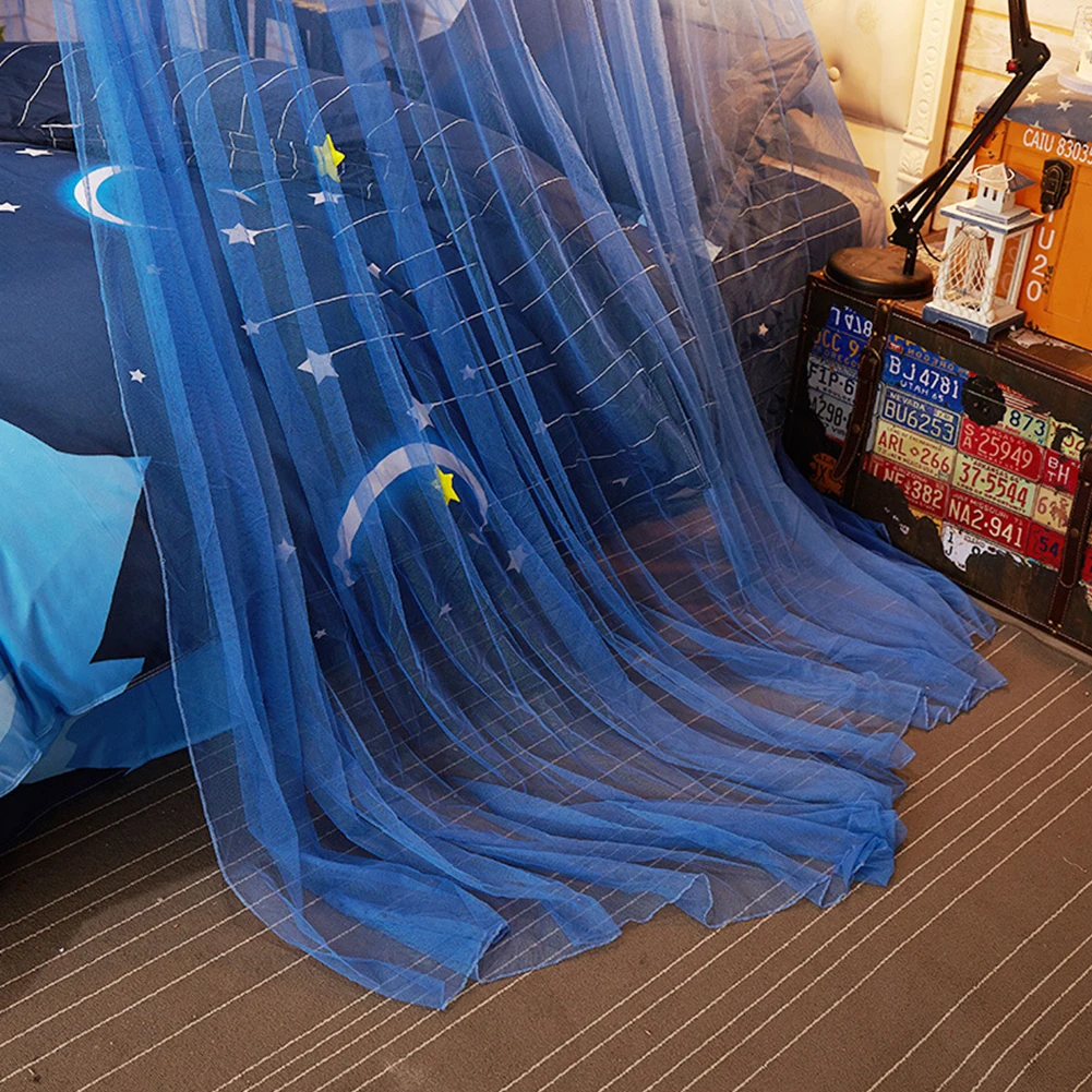 Романтический для девочек занавески Круглый купол Синяя Звезда палатка кровать