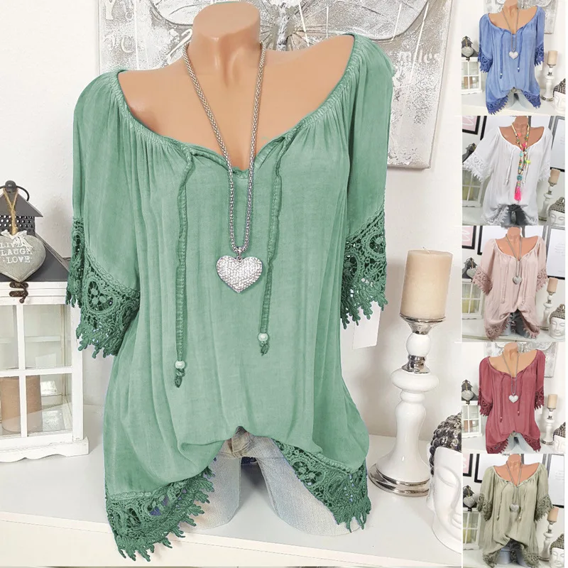 Женская кружевная Повседневная блузка большого размера 2020|Блузки| |