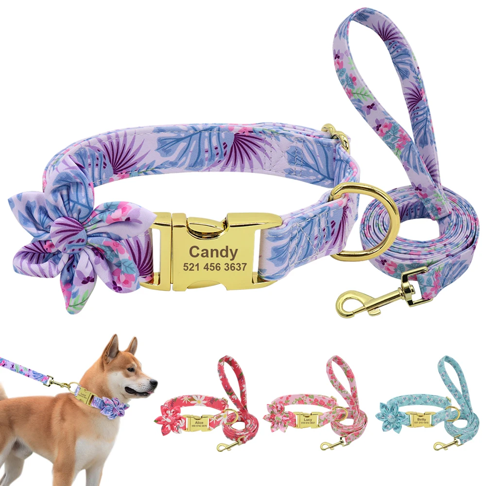 

Flower Adjustable Dog Collar Pet Neck Strap Puppy Cat Collars for Small Medium Large Dog Pet Walking Leads Leashes Dropshipping