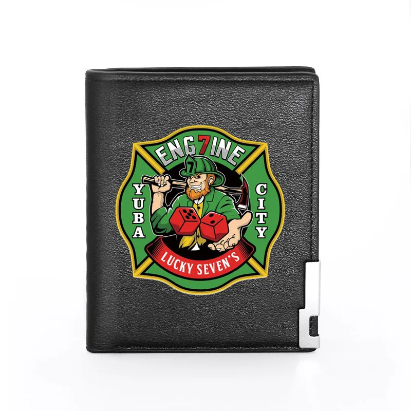 

Yuba City Eng 7INE Lucky Sevenâ€˜S Printing Men Wallet Clip Leather Women Bifold Credit Card Holder Cool Short Purse Male Gift