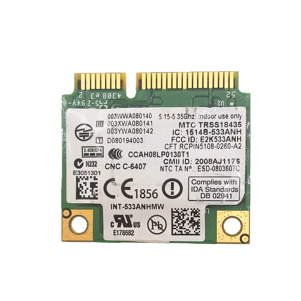 Для Wi Fi Link Intel 5300 AGN 533AN_HMW 450 Мбит/с 802.11n Mini PCI E Двухдиапазонная карта Wlan