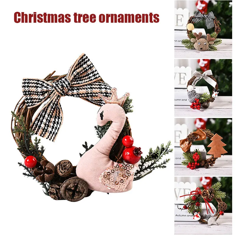 

Цветочный венок, креативный Рождественский цветочный венок, DIY рождественская елка, кольцо с орнаментом, настенные украшения для двери, QJS Sh