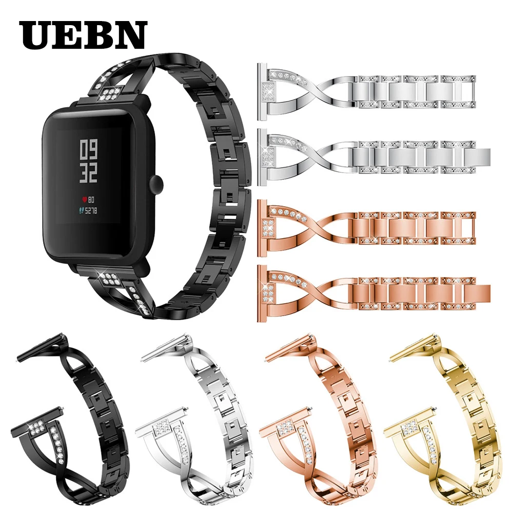 Ремешок UEBN из нержавеющей стали для Xiaomi Amazfit Bip сменный Браслет Huami GTR 42 мм 47 20 22