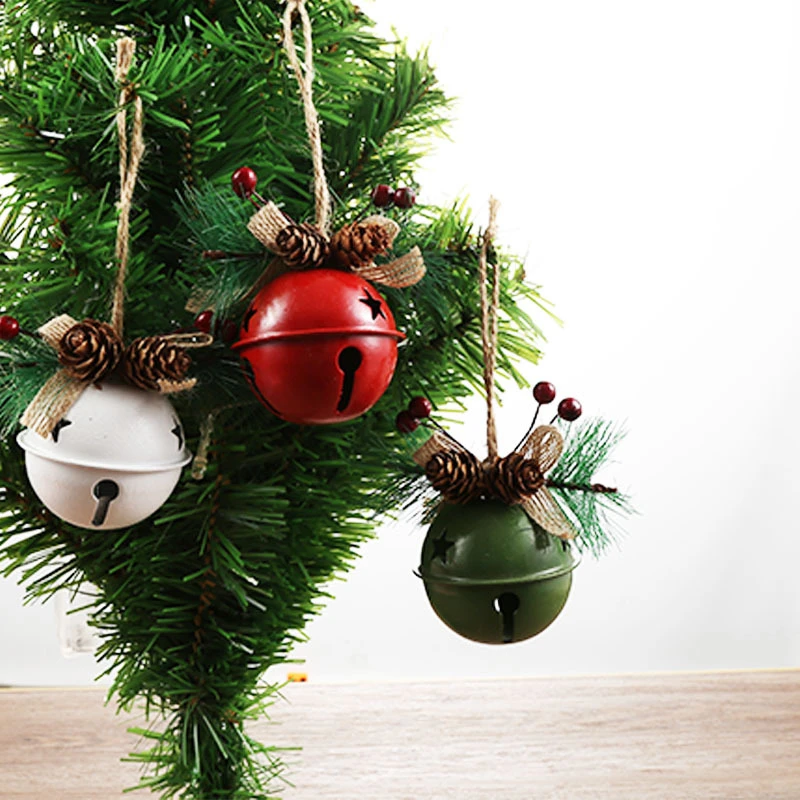 

Рождественский кованый железный колокольчик, украшение, подвеска, аксессуары, пеньковая веревка, ягоды Падуба, Рождественская елка, праздн...