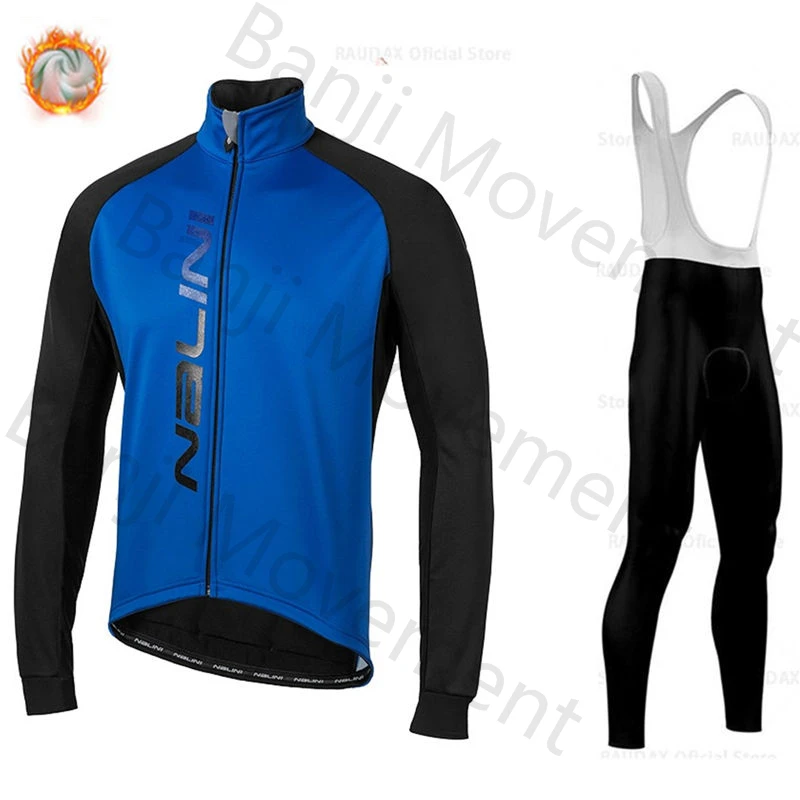 Ropa Ciclismo теплый Nalini зимний теплый флисовый мужской костюм Джерси для езды на велосипеде MTB Одежда комбинезон комплект - Цвет: cycling jersey set 3