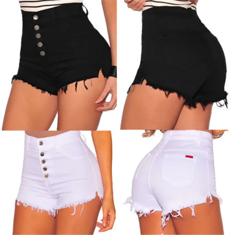 Женские рваные джинсовые шорты повседневные короткие брюки с высокой талией на