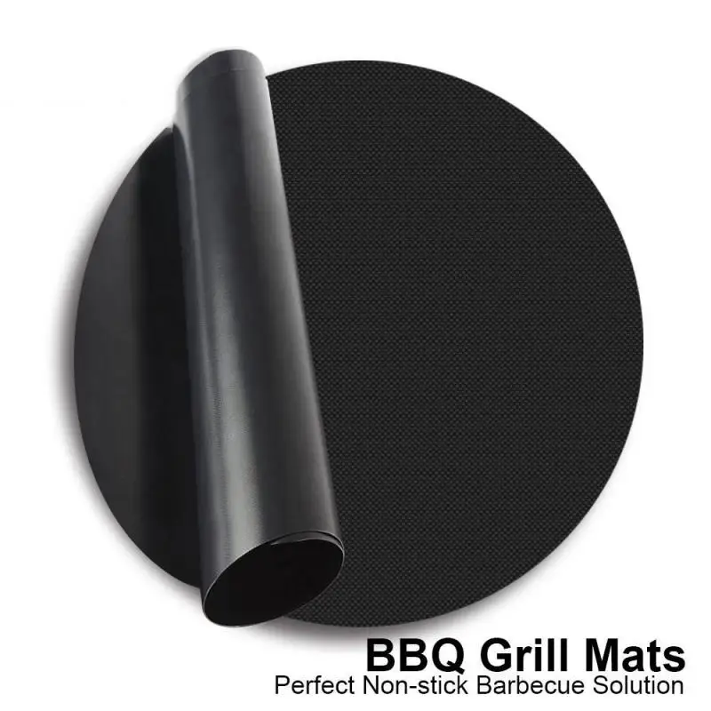 

24/40cm Round Non-Stick Barbecue Grill Mat Circular Barbecue Meat Mat High Temperature Heat Resistant Pad Reusable BBQ Tool