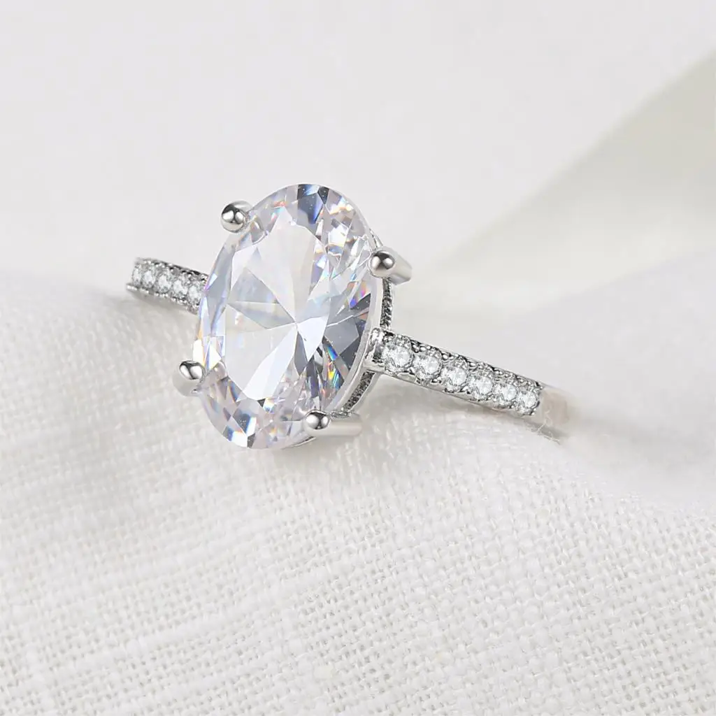 Женское свадебное кольцо с овальным кристаллом ювелирное изделие белого и