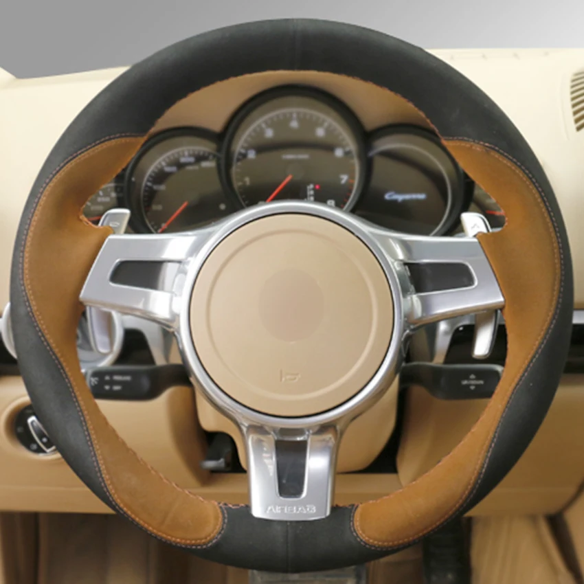 Прошитые вручную черные коричневые замшевые противоскользящие фотообои для Porsche