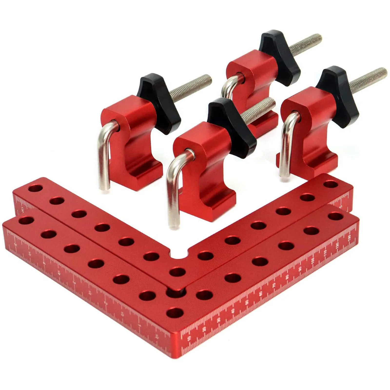 

Right Angle Clamps Positioning Squares 90 Degree L Type Red Aluminum Alloy Woodworking Carpenter Tool Kit