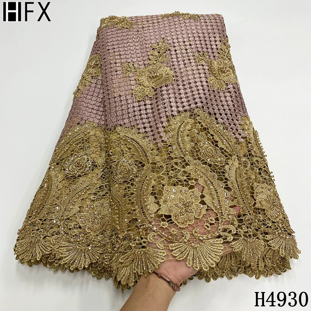 HFX Высококачественная роскошная кружевная ткань ручной работы из бисера 2021