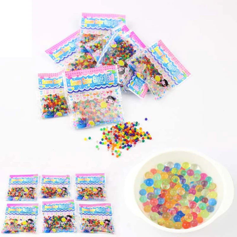 

Crystal Soil Mud Hydrogel Gel Kids Children Toy Water Beads Growing Up Orbiz Water Balls Wedding Home Potted Decor 100pcs/log F