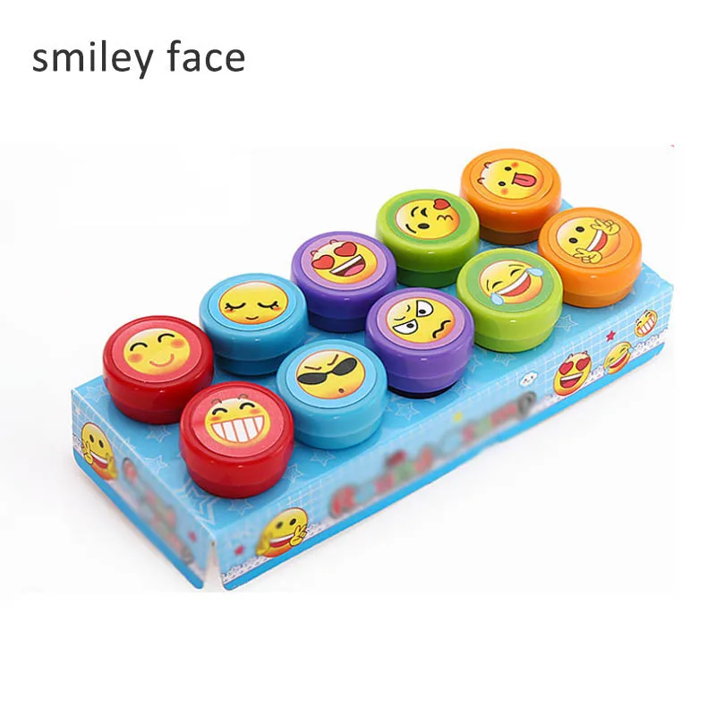 smiley face 10 шт. детская печать DIY картина Детская игрушка Мультяшные животные Скрапбукинг штамп фотоальбом Декор милый детский сад принадлежности - Цвет: smiley face
