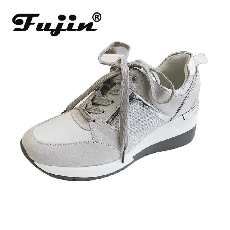 Fujin/женские туфли на плоской подошве Сезон весна осень 2020 Модные танкетке с