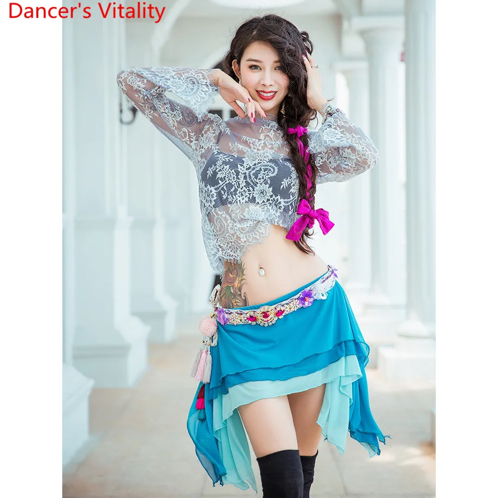 Тренировочная одежда для танца живота Осенний сексуальный кружевной топ