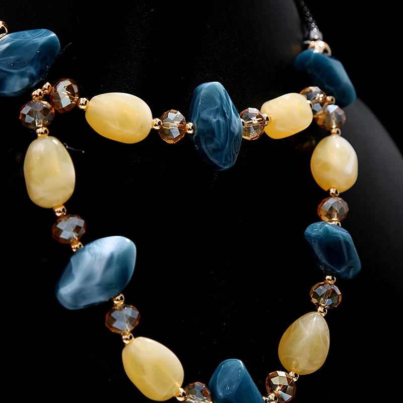 2021 Новые красочные геометрической формы круглые серьги капли ожерелья комплект