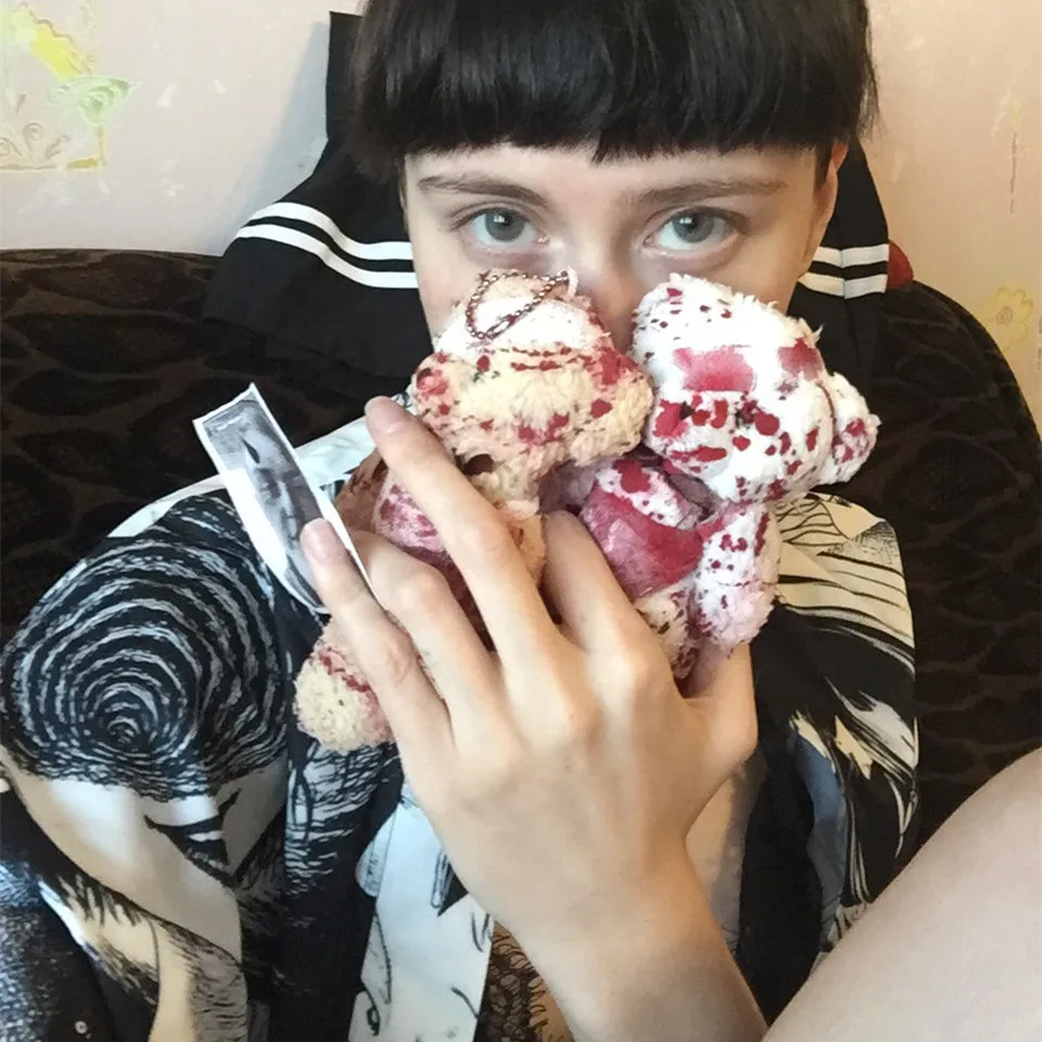 Брелок в стиле панк кровавый плюшевый медведь брелок для ключей Хэллоуина кукла